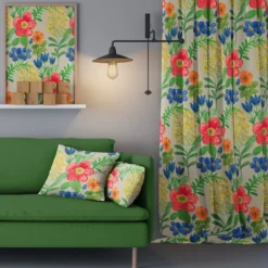 Arvidssons textil Gardiner Mönstrade|Ängsdröm beige-multi gardiner