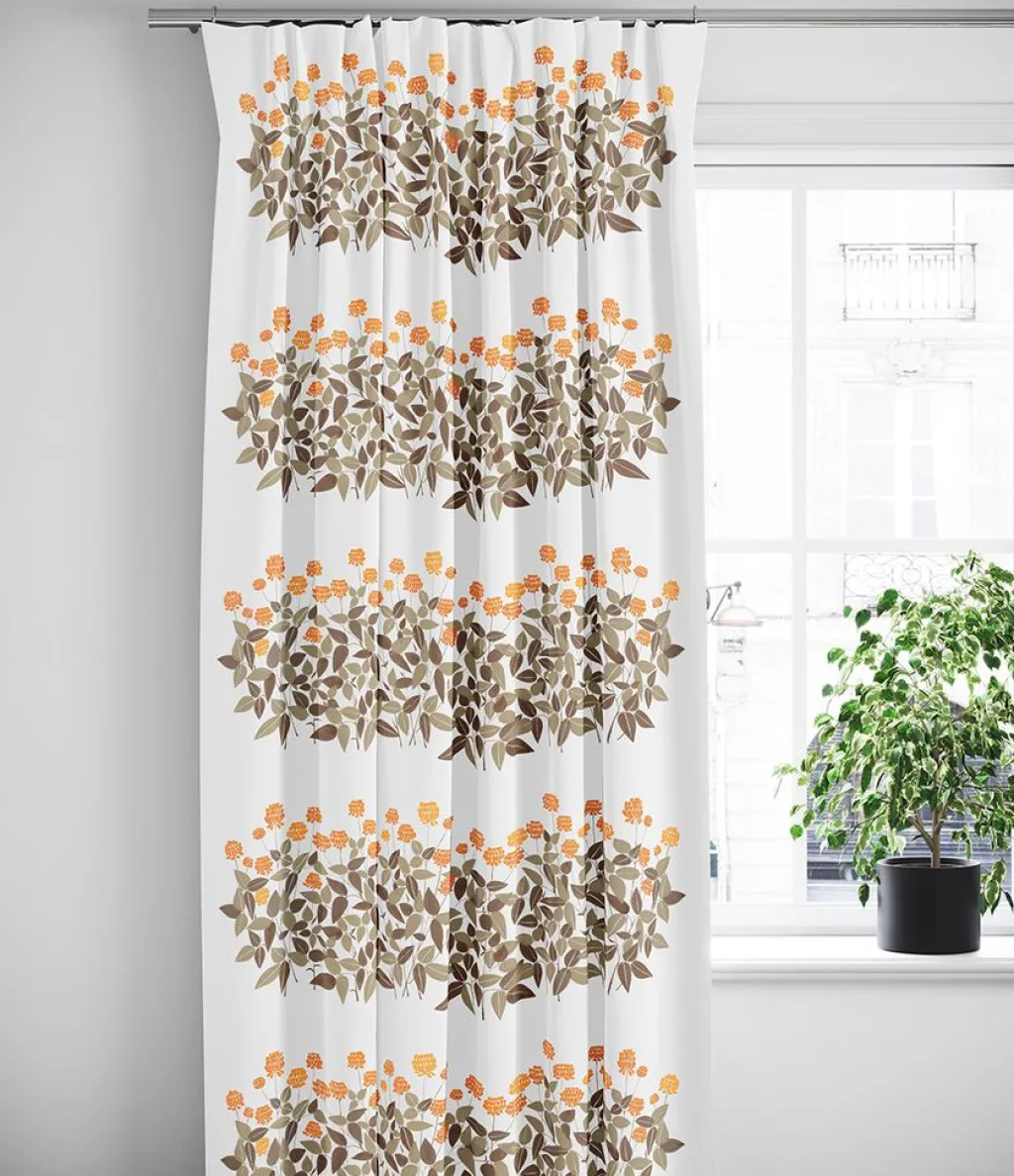 Arvidssons textil Gardiner Mönstrade|Ängsmark orange gardiner