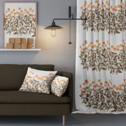 Arvidssons textil Gardintyger Mönstrade|Arvidssons Textil|Ängsmark orange tyg