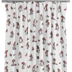 Arvidssons textil Gardiner Mönstrade|Julgardiner|Nisses luva vit julgardiner