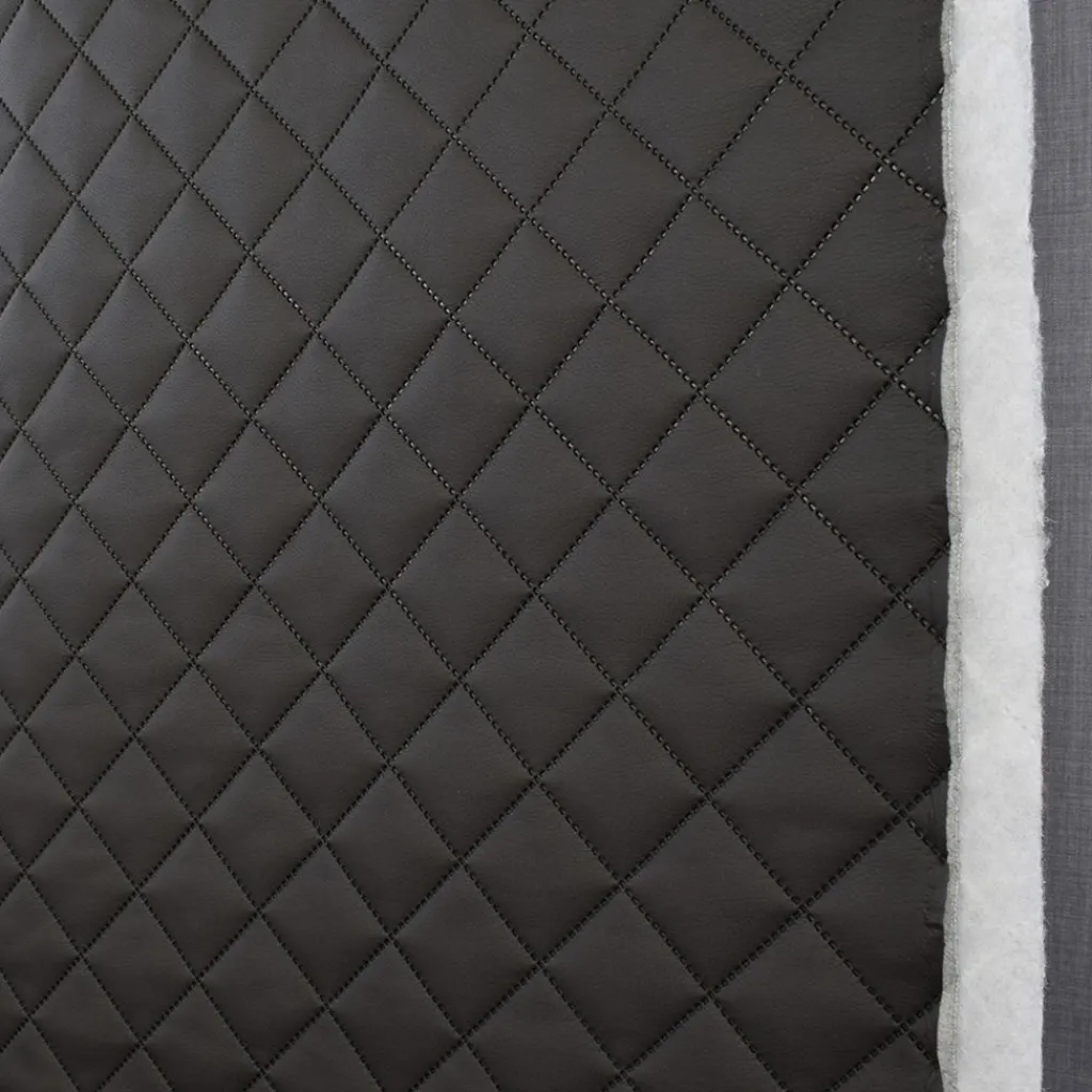 Mönstrade Fuskskinn|Niva XL svart fuskskinn - vadderat svart fuskskinn med stor diagonalquiltning