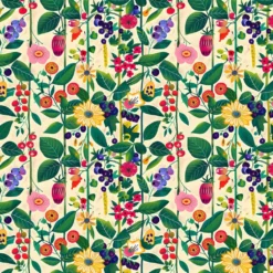 Nordisk Textil Gardintyger Mönstrade|Nordisk Flora tyg - skandinaviska bär och blommor