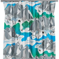 Arvidssons textil Gardiner Mönstrade|Norrland turkos gardiner