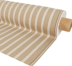 Nordisk Textil Randiga Möbeltyger|Rutor & Ränder|Norwich beige tyg med vita ränder