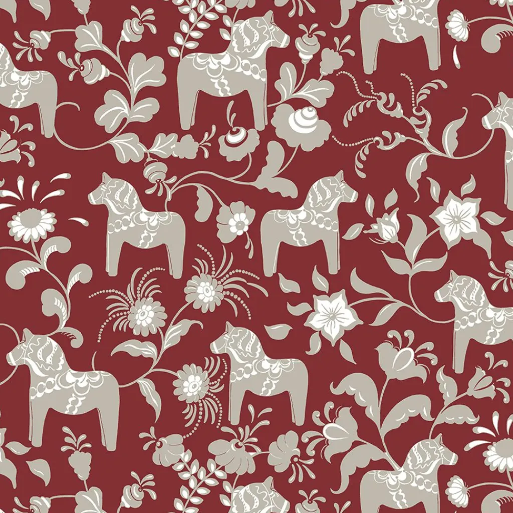 Arvidssons textil Mönstrade Kuddfodral|Nusnäs röd kuddfodral