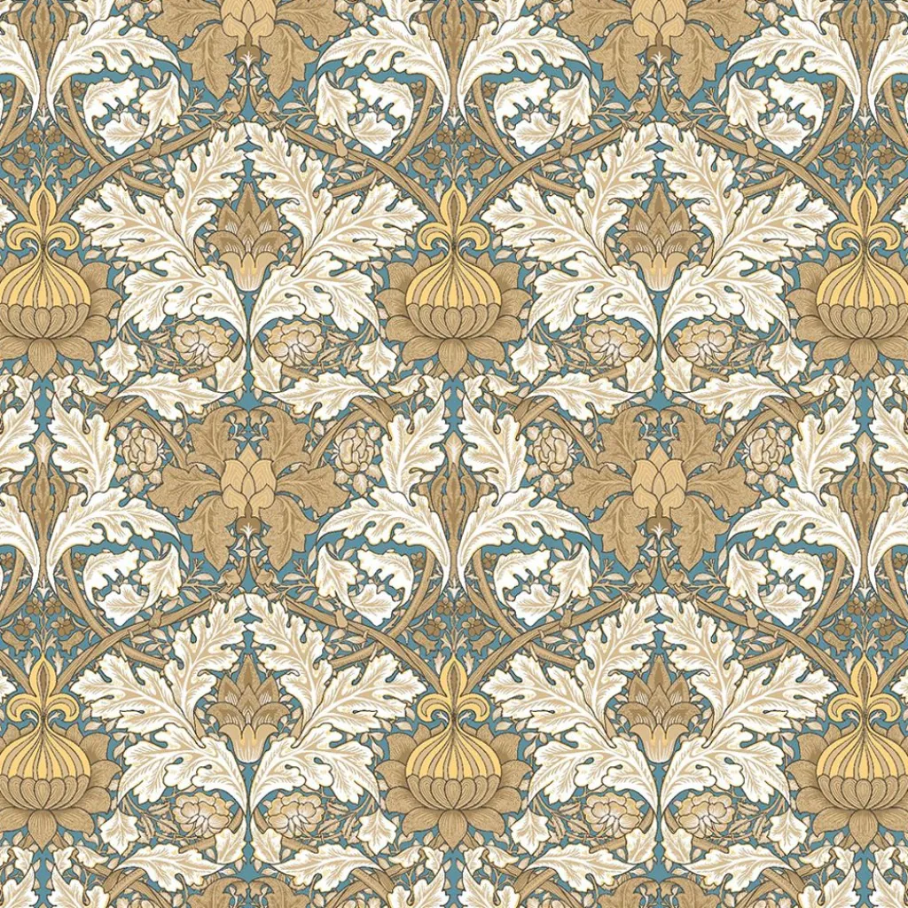 Arts & Crafts Tyger|Gardintyger Mönstrade|Opulence tyg -Slingrande blad, blommor och ornament