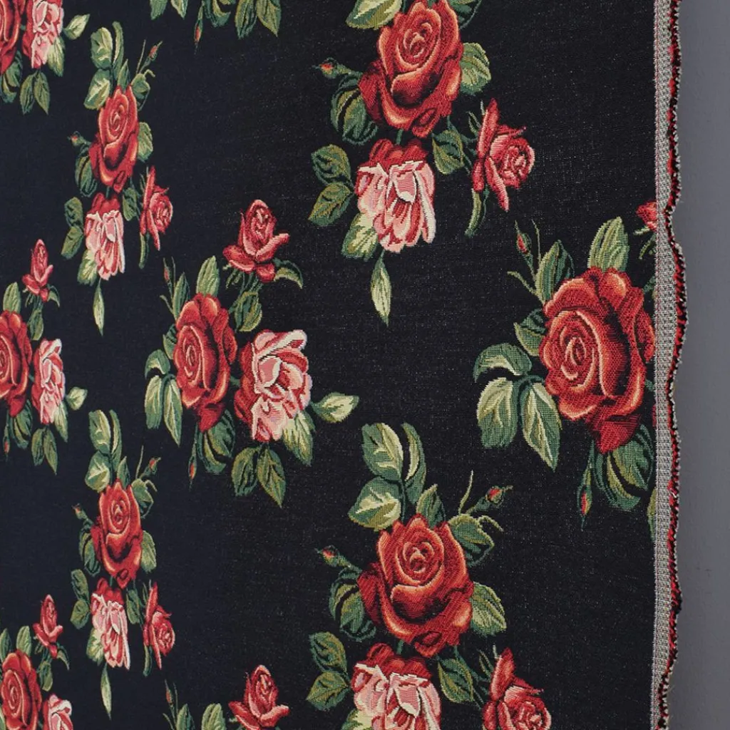 Arvidssons textil Blommiga Möbeltyger|Mönstrade Möbeltyger|Otis svart jacquard