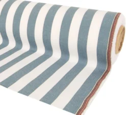 Nordisk Textil Randiga Möbeltyger|Oxford vit och duvblå blockrandigt tyg