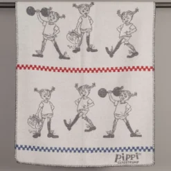 Arvidssons textil Babyfiltar|Ullplädar|Pippi grå barnfilt i merinoull med Pippi Långstrump