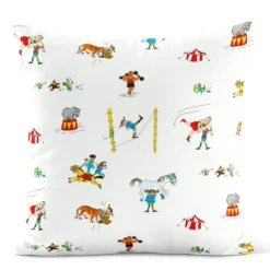 Arvidssons textil Mönstrade Kuddfodral|Pippi på cirkus – Kuddfodral Offwhite