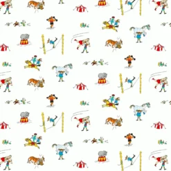 Barn Arvidssons textil Gardintyger Mönstrade|Barnmönster|Pippi på cirkus offwhite tyg