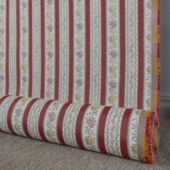 Nordisk Textil Randiga Möbeltyger|Mönstrade Möbeltyger|Portugal röd randigt stiltyg för möbelklädsel