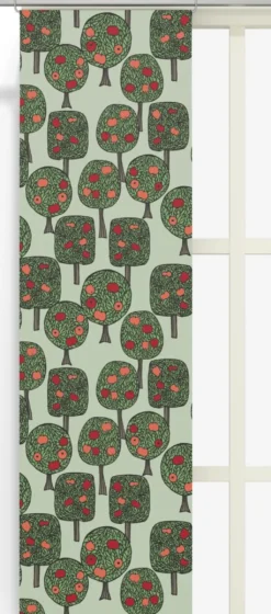 Arvidssons textil Panelgardiner|Äppelskogen grön panelgardin