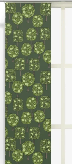 Arvidssons textil Panelgardiner|Äppelskogen mörkgrön panelgardiner