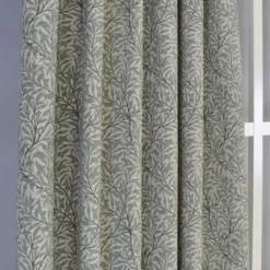 Gardiner Mönstrade|Ramas beige-mint gardiner med kvistar och blad
