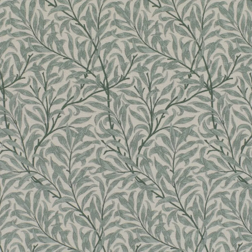 Jakobsdals Arts & Crafts Tyger|Gardintyger Mönstrade|Ramas beige-mint tyg med kvistar och blad