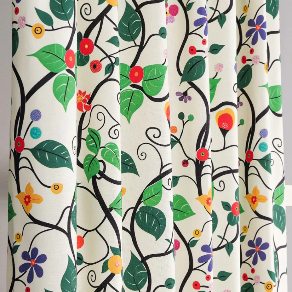 Nordisk Textil Gardiner Mönstrade|Rauma Garden gardiner – Färgstark gardin med lekfullt blommönster