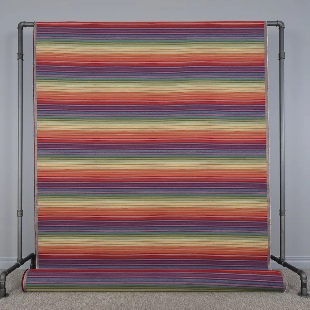 Randiga Möbeltyger|Mönstrade Möbeltyger|Retro stripes randigt multifärgat gobelängtyg