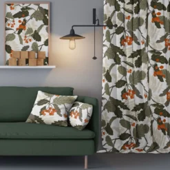 Arvidssons textil Gardiner Mönstrade|Rönnkvist grön gardiner