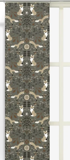 Arvidssons textil Panelgardiner|Rävstigen khaki panelgardiner
