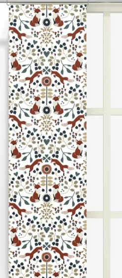 Arvidssons textil Panelgardiner|Rävstigen vit-röd panelgardiner