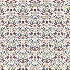 Arvidssons textil Gardintyger Mönstrade|Arvidssons Textil|Rävstigen vit-röd tyg