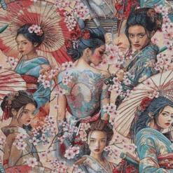 Nordisk Textil Mönstrade Möbeltyger|Samurajs gobelängtyg – Japansk design i stark jacquardväv