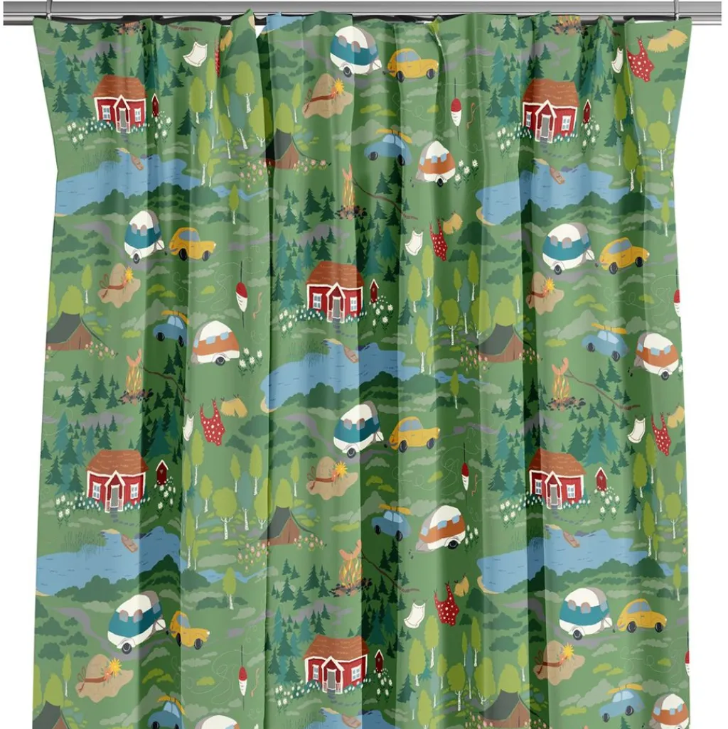 Arvidssons textil Gardiner Mönstrade|Semester grön gardiner – sommar och camping