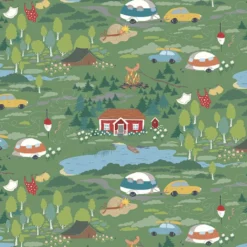 Arvidssons textil Gardintyger Mönstrade|Arvidssons Textil|Semester grön tyg – sommar och camping