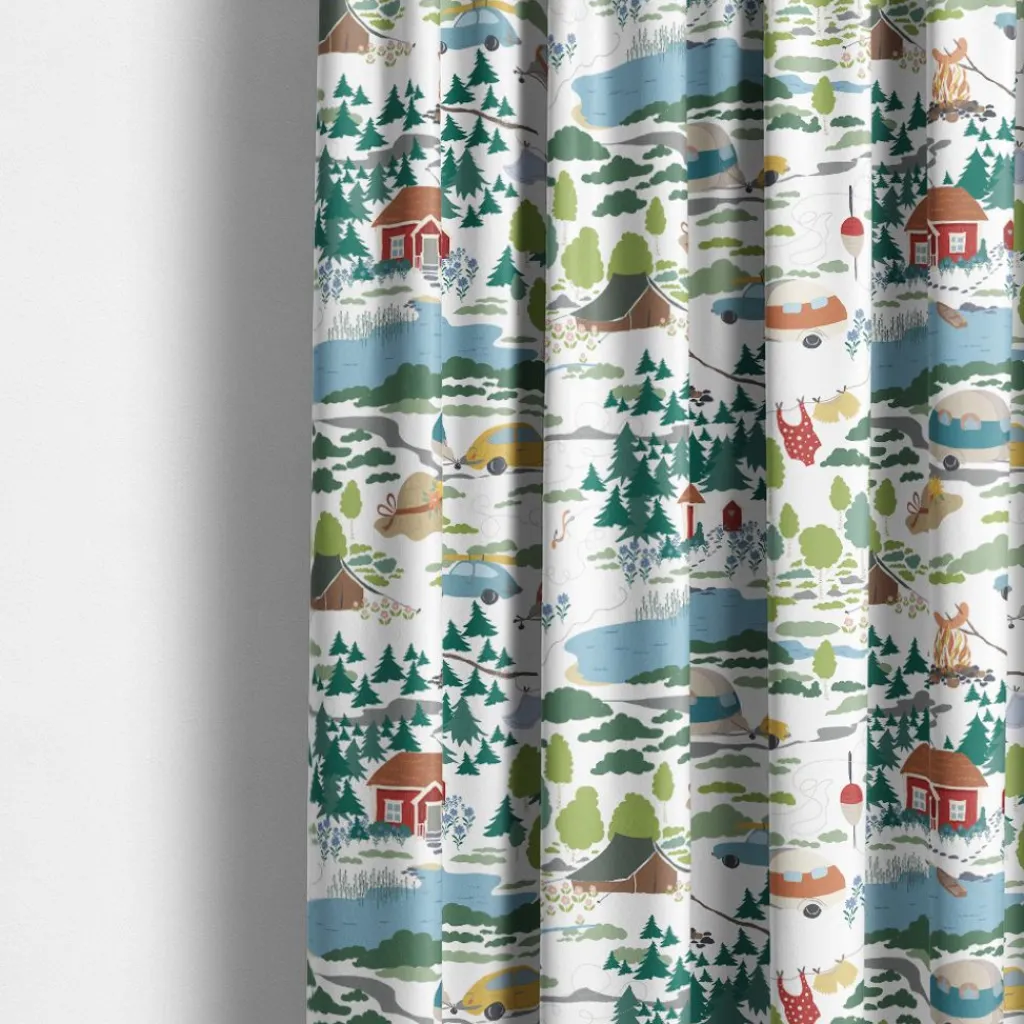 Arvidssons textil Gardiner Mönstrade|Semester vit gardiner – sommar och camping