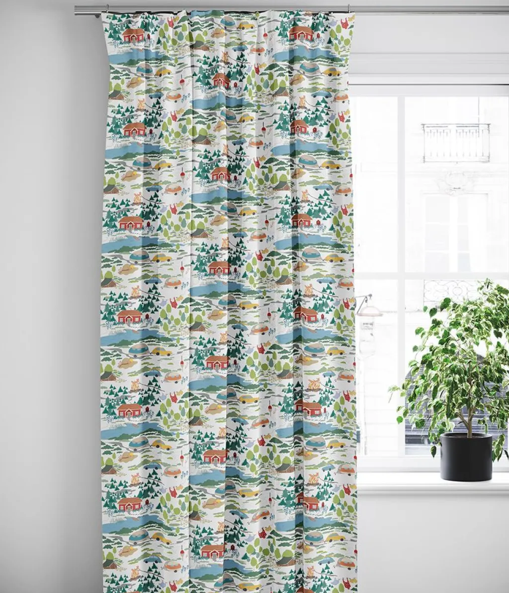 Arvidssons textil Gardiner Mönstrade|Semester vit gardiner – sommar och camping