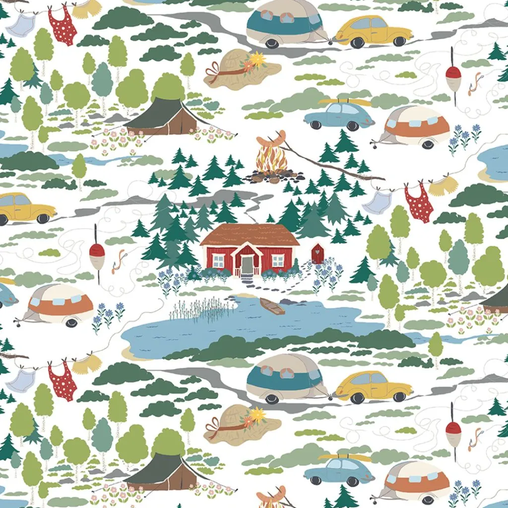 Arvidssons textil Mönstrade Kuddfodral|Semester vit kuddfodral