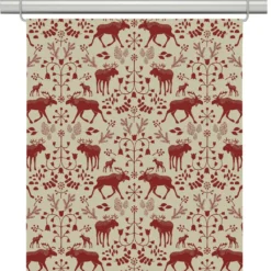 Arvidssons textil Panelgardiner|Skogens konung culla röd - panelgardiner