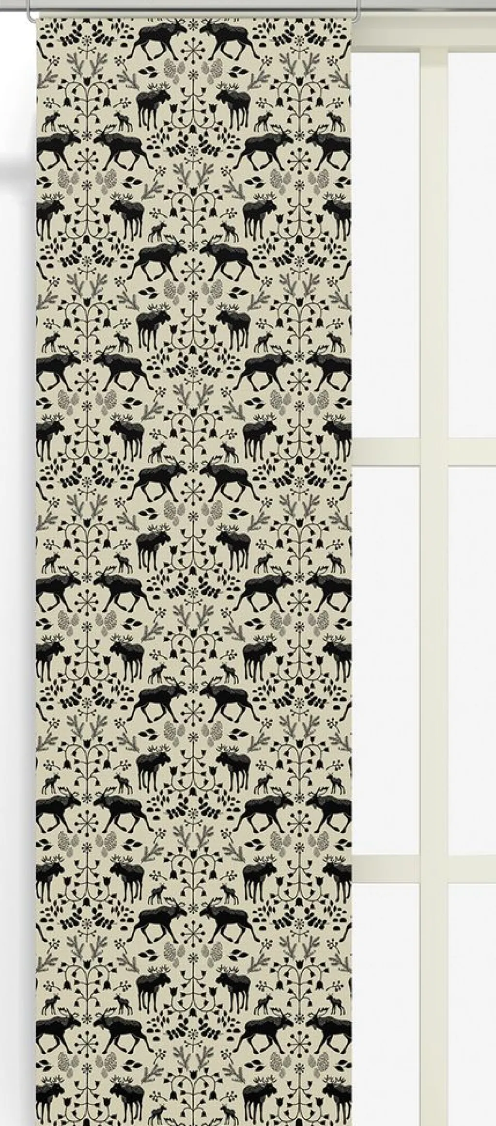 Arvidssons textil Panelgardiner|Skogens konung culla svart - panelgardiner