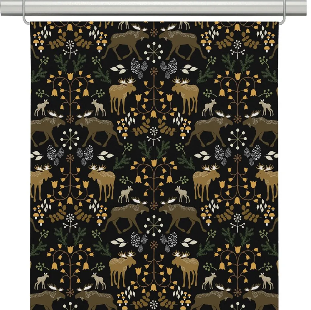 Arvidssons textil Panelgardiner|Skogens konung svart - panelgardiner
