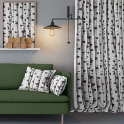 Arvidssons textil Gardintyger Mönstrade|Arvidssons Textil|Skogsbryn tyg med björkstammar