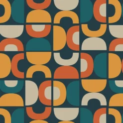 Arvidssons textil Bordsduk|Spiraldans turkos-gul bordsduk