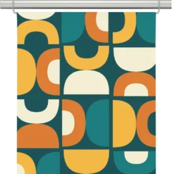 Arvidssons textil Panelgardiner|Spiraldans turkos-gul panelgardiner