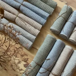 Bordslöpare|Sten recycle ljusblå 15x140cm smal bordslöpare