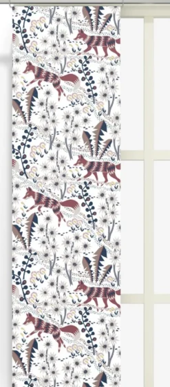 Arvidssons textil Julgardiner|Panelgardiner|Stjärnspeja offwhite-vinröd panelgardiner