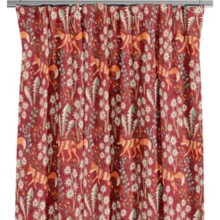 Arvidssons textil Gardiner Mönstrade|Stjärnspeja röd gardiner