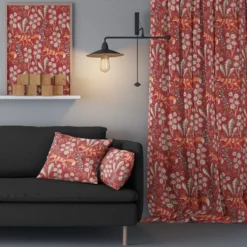 Arvidssons textil Gardiner Mönstrade|Stjärnspeja röd gardiner