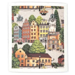 Arvidssons textil Disktrasor|Stortorget disktrasa – stadsmotiv i naturligt material
