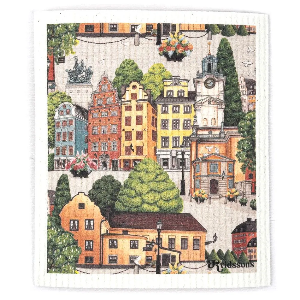 Arvidssons textil Disktrasor|Stortorget disktrasa – stadsmotiv i naturligt material
