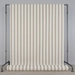 Randiga Möbeltyger|Dynväv|Straight Line outdoor beige randigt jacquardtyg