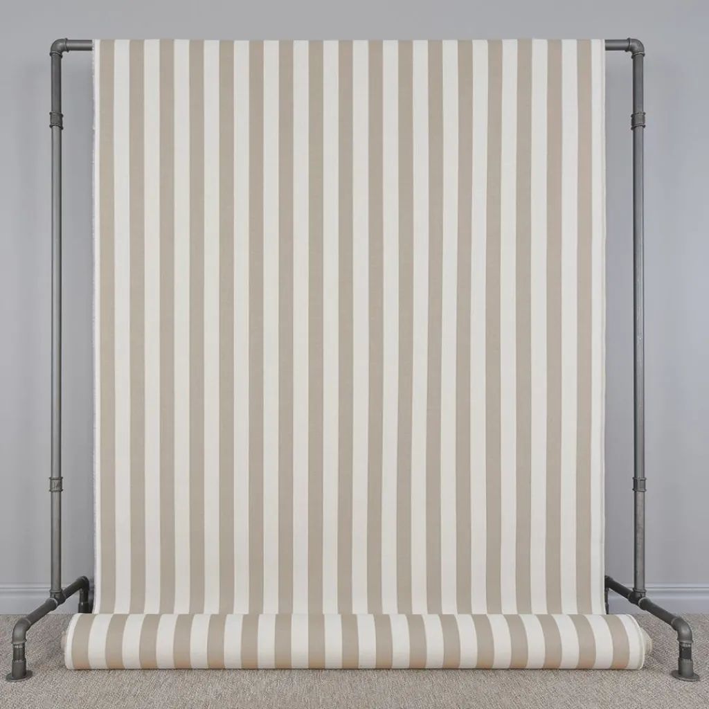 Randiga Möbeltyger|Dynväv|Straight Line outdoor beige randigt jacquardtyg