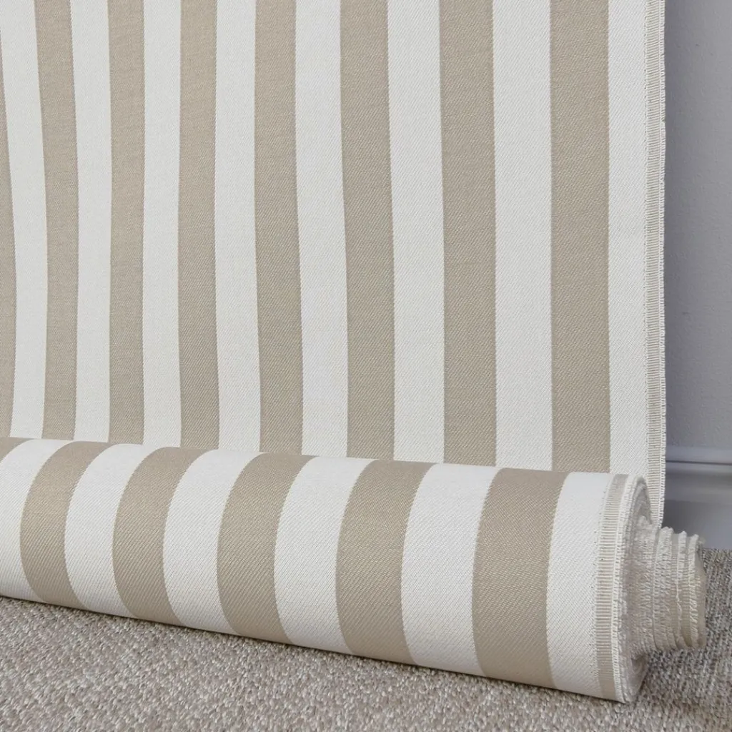Randiga Möbeltyger|Dynväv|Straight Line outdoor beige randigt jacquardtyg