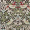 Nordisk Textil Arts & Crafts Tyger|Gardintyger Mönstrade|Strawberry bird grön-blå tyg