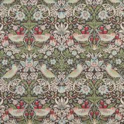 Nordisk Textil Arts & Crafts Tyger|Gardintyger Mönstrade|Strawberry bird grön-blå tyg