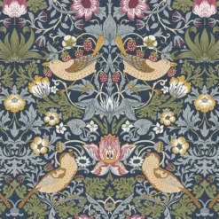 Nordisk Textil Arts & Crafts Tyger|Gardintyger Mönstrade|Strawberry Finch tyg